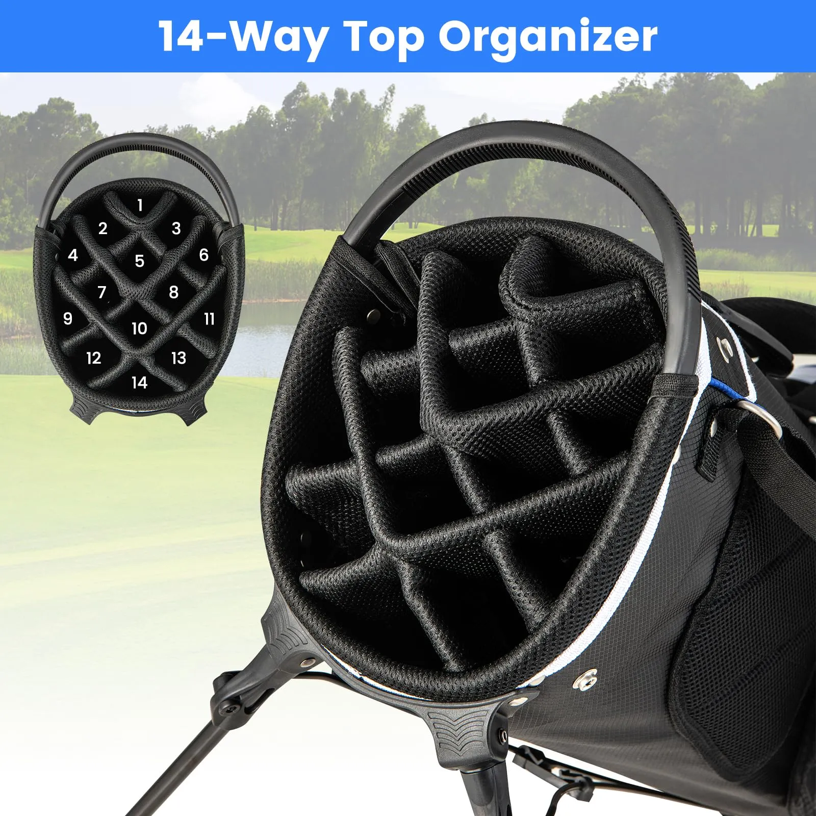 Tangkula Golf Stand Bag with 14 Way Top Dividers