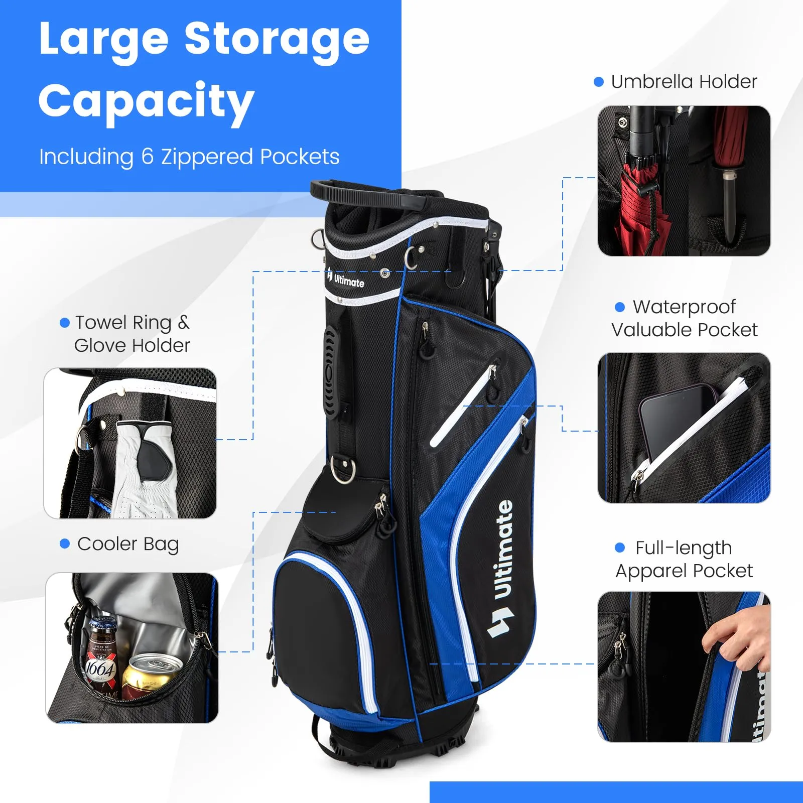 Tangkula Golf Stand Bag with 14 Way Top Dividers