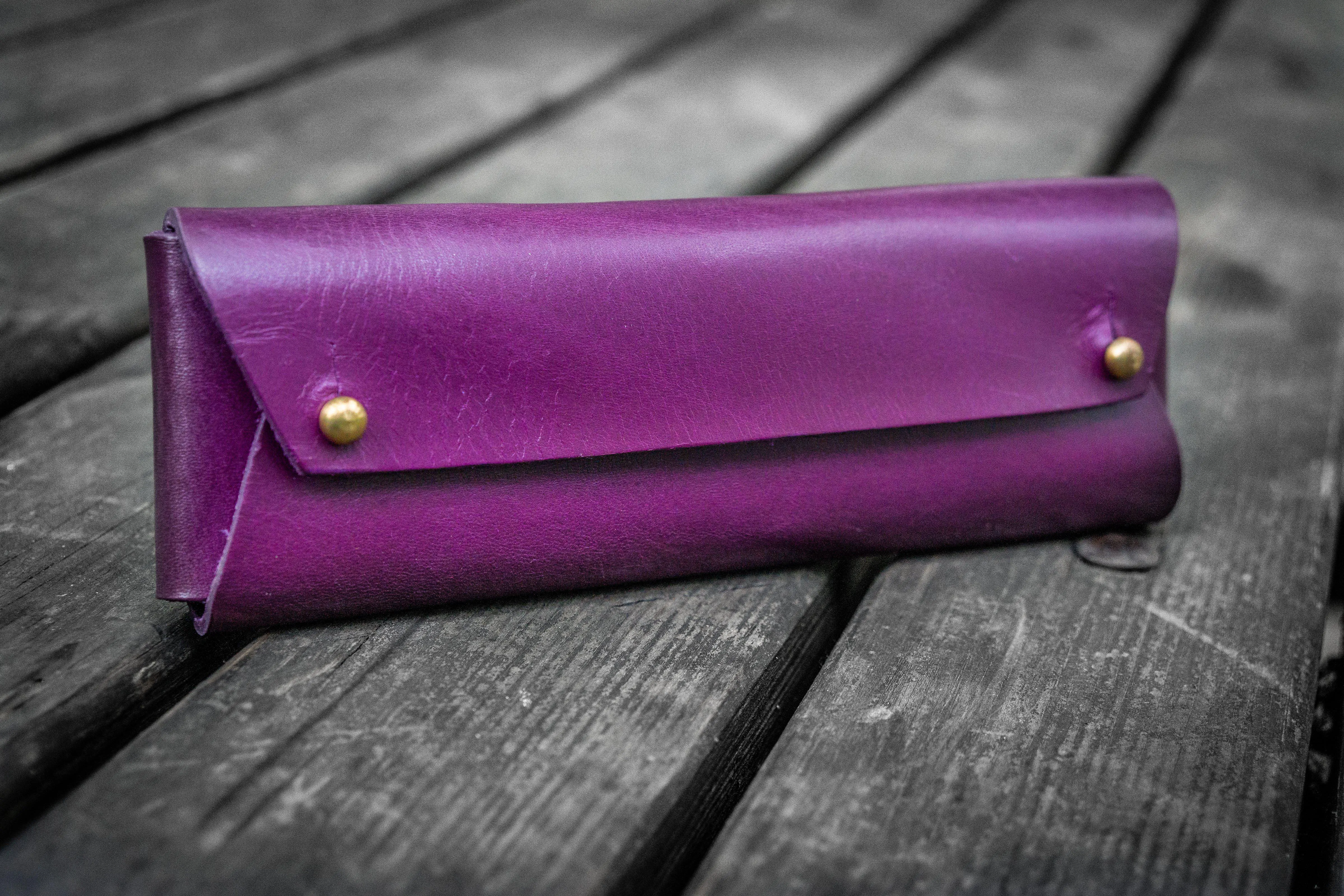 The Student Leather Pencil Case - Purple