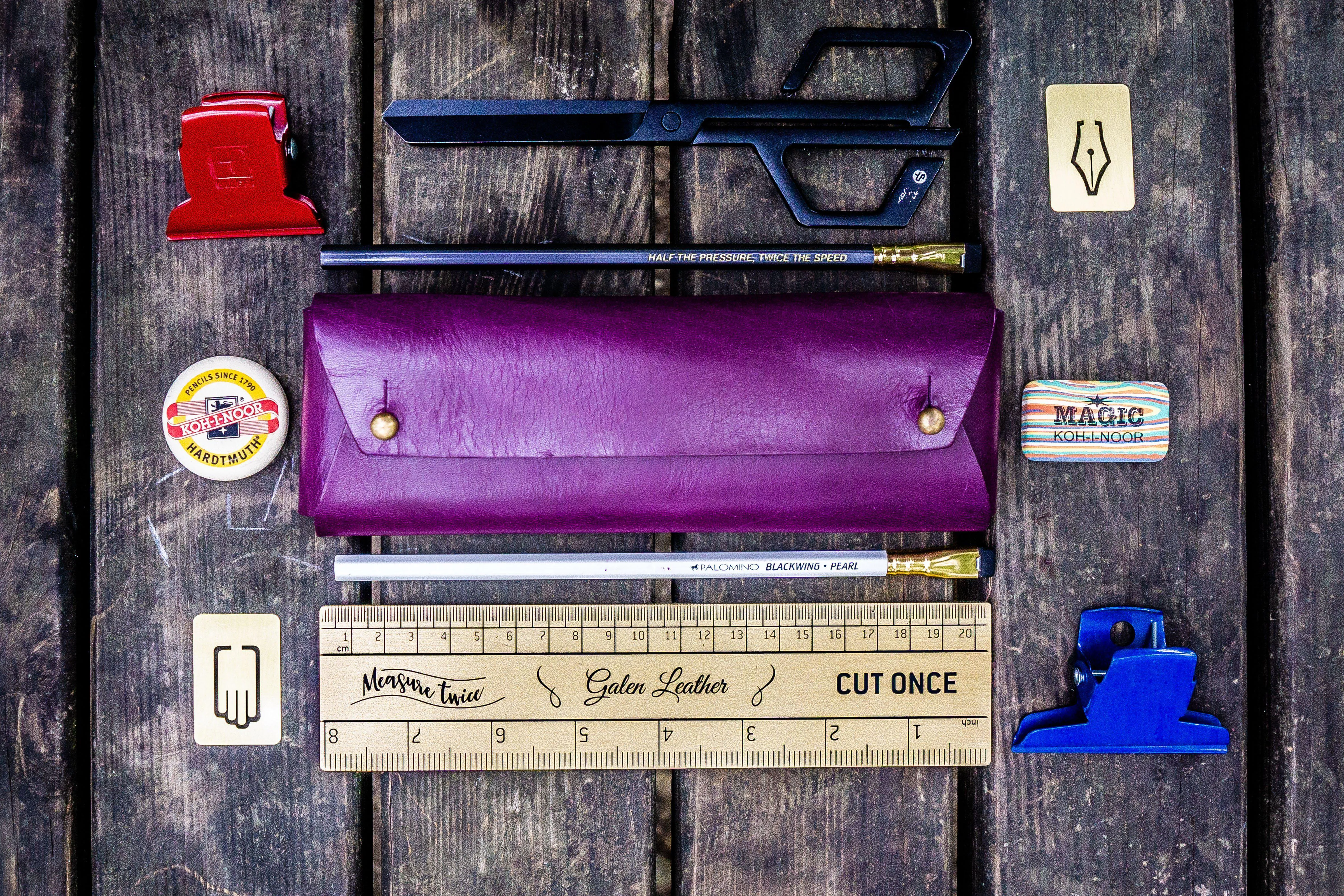 The Student Leather Pencil Case - Purple