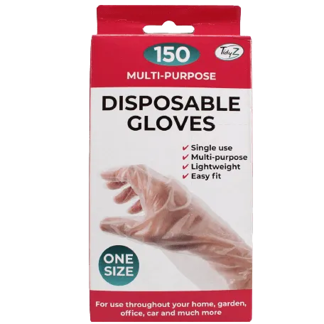 Tidyz Multipurpose Disposable Gloves, One Size, 150 Pack