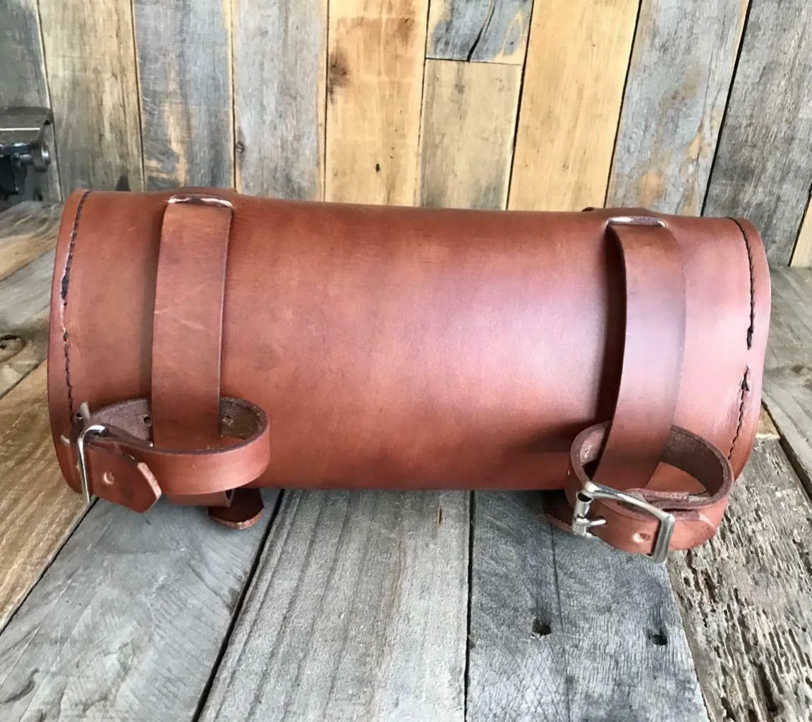 Tool Roll Harley Sportster Softail Chopper Bobber Indian Dyna Honda Brn Leather