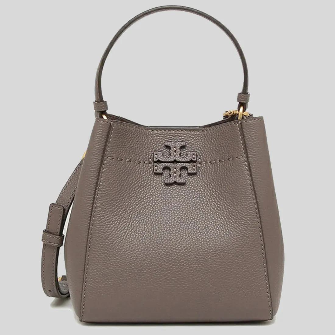 Tory Burch Small McGraw Bucket Bag Silver Maple 74956