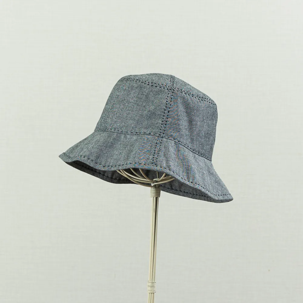 Tsuyumi Cotton Dungaree Sashiko Stitched Bucket Hat