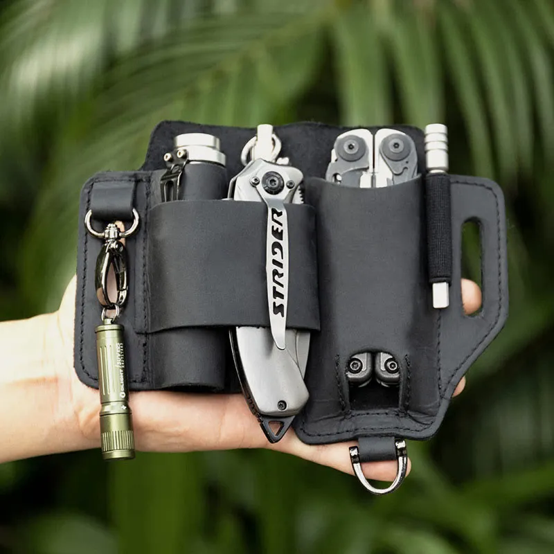 Utility Edc Outdoor Leather Multi Tool Sheath Use Extra Belt Loop Tool Bag