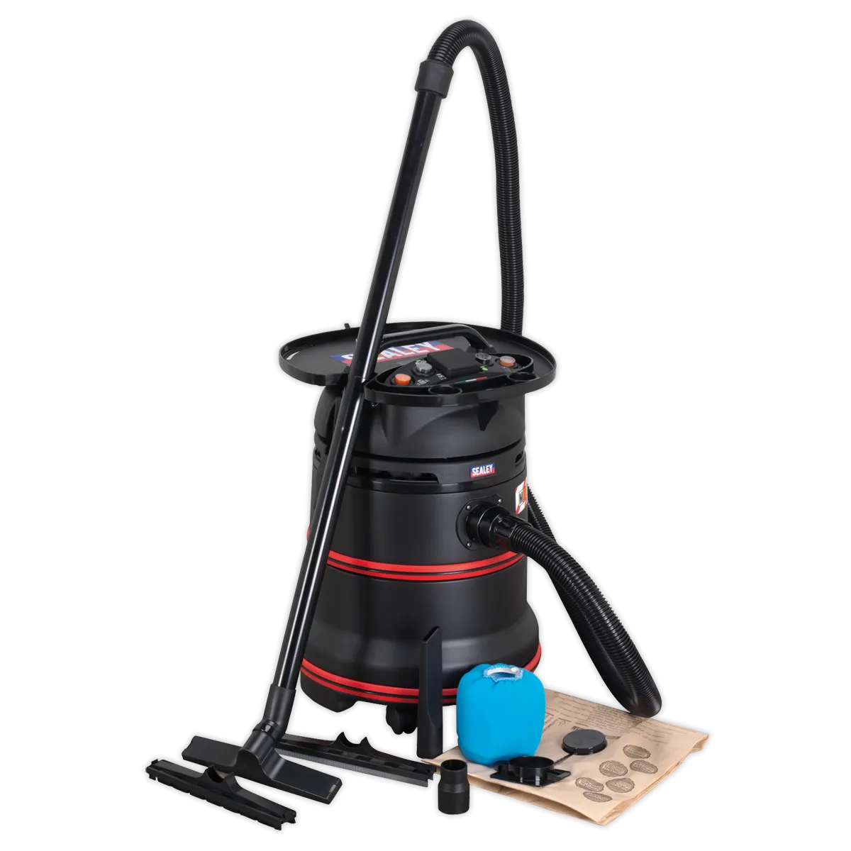 Vacuum Cleaner Industrial Wet/Dry 35L 1200W/230V Plastic Drum Class M Filtration Self-Clean Filter