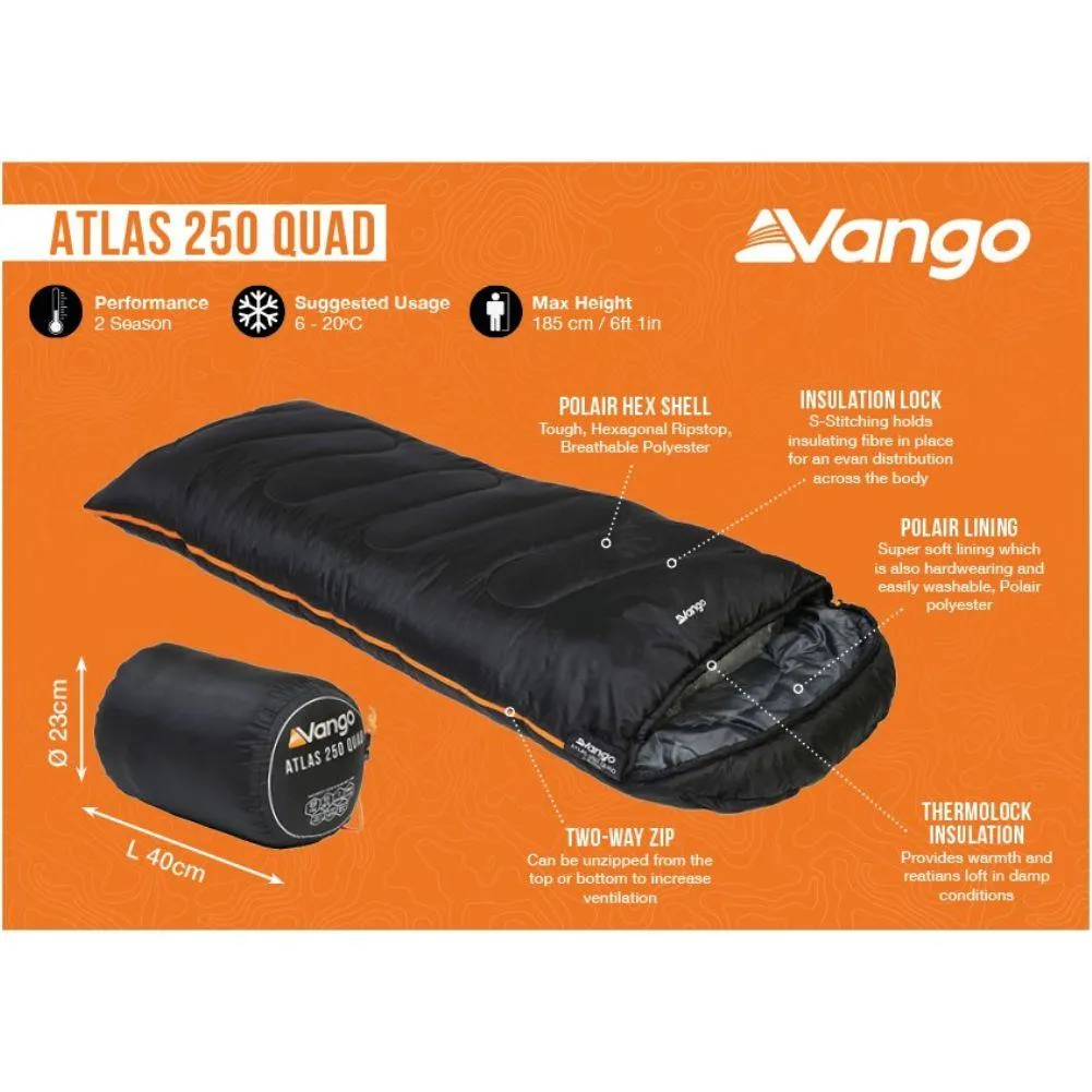 Vango Atlas 250 Quad Sleeping Bag (Black)