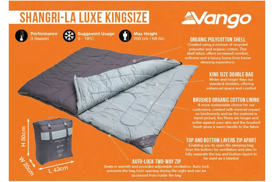 Vango Shangri-La Luxe King-size Double Sleeping Bag