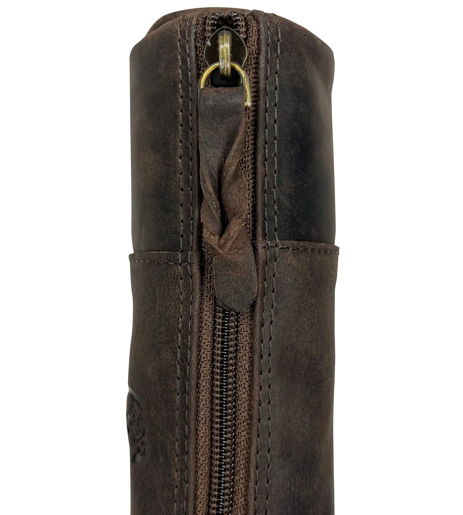 Winnie Leather Zipper Pen Pencil Case (Walnut)