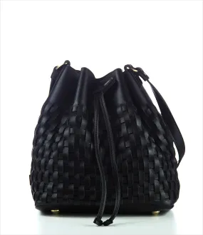 Woven Leather Bucket Bag